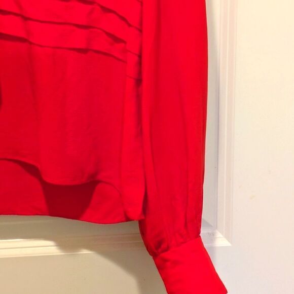 Gorgeous 80s Bill Geoffreys Double Pan Collar Pleated Blouse with Black Bow - Picture 4 of 6